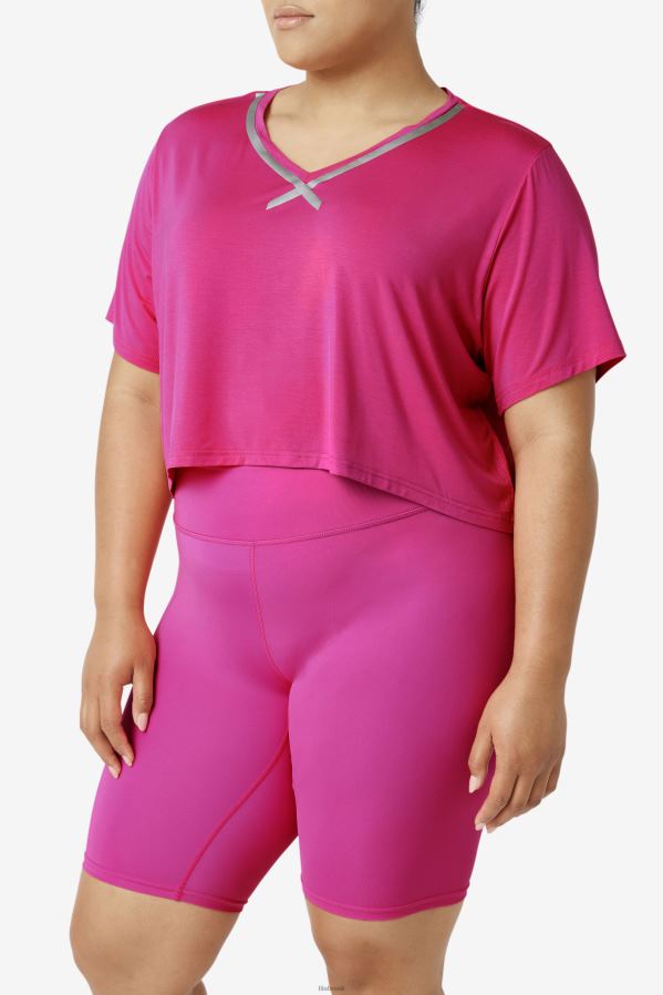 Rosa brilhante FILA top cropped hi-low fi-lux fila rosa brilhante HXJFD1916