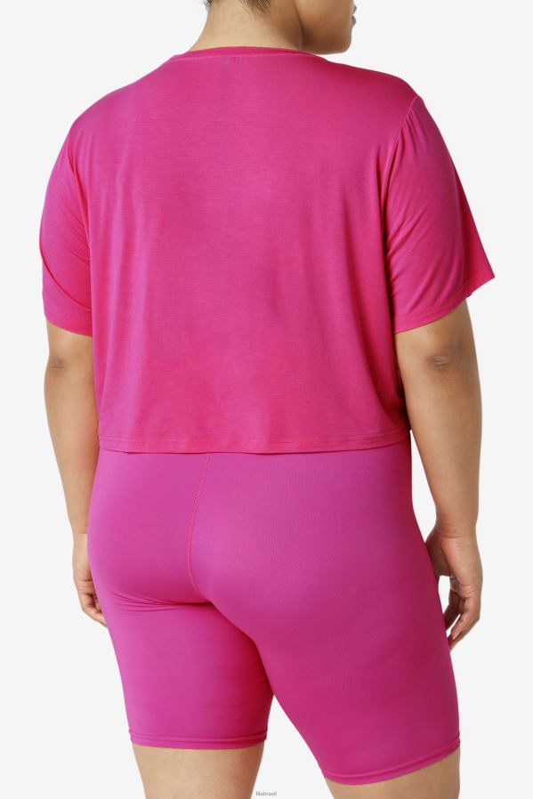Rosa brilhante FILA top cropped hi-low fi-lux fila rosa brilhante HXJFD1916