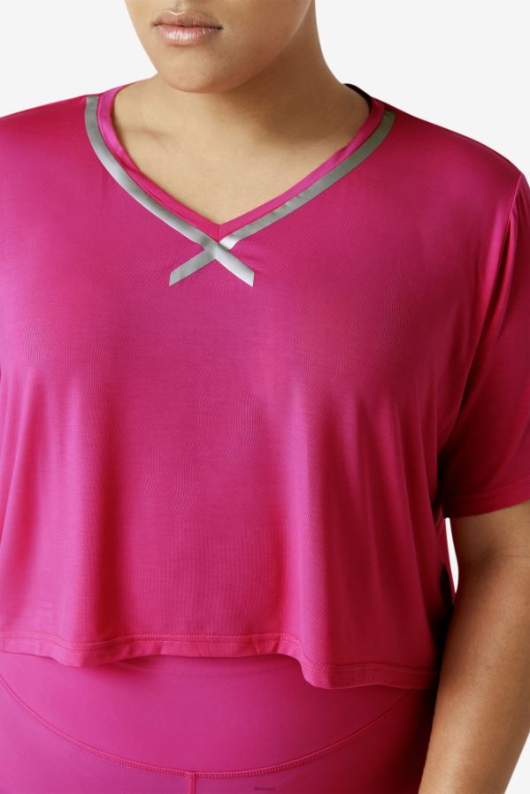 Rosa brilhante FILA top cropped hi-low fi-lux fila rosa brilhante HXJFD1916