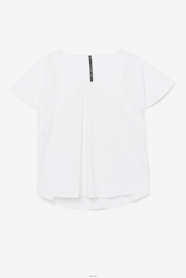 branco FILA blusa fila uplift texturizada manga curta branca HXJFD1909