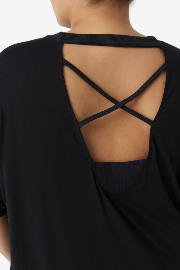 preto FILA blusa fila fi-lux manga curta preta HXJFD1923