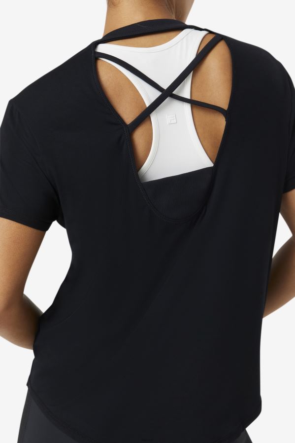 preto FILA blusa fila fi-lux preta manga curta HXJFD1899