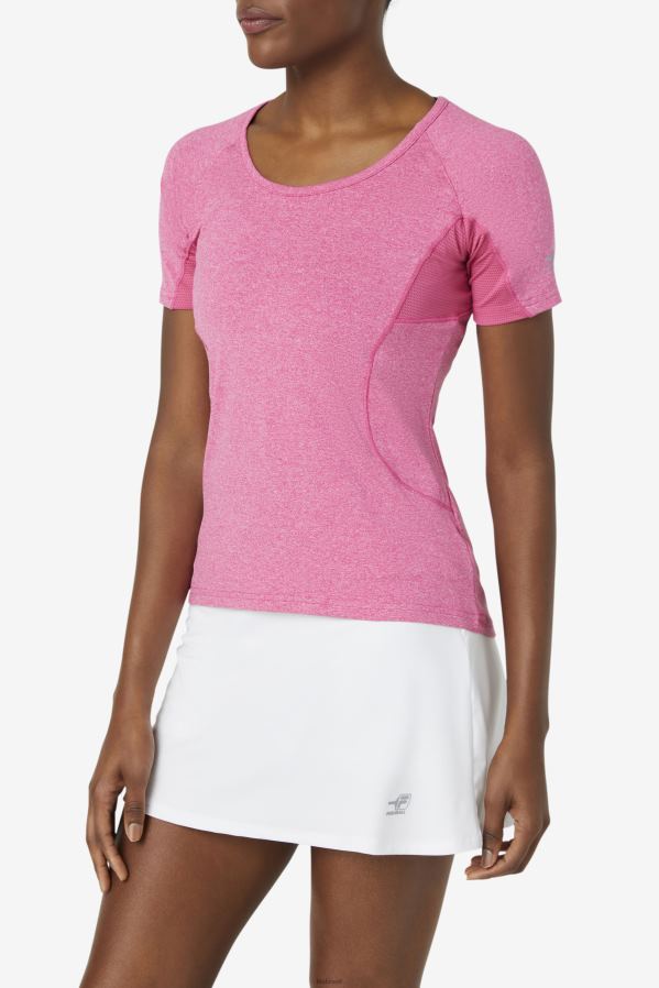 urze brilho rosa FILA blusa manga curta fila pink glow heather pickleball HXJFD2026