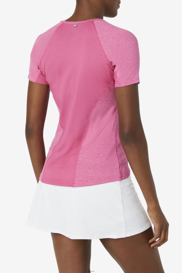 urze brilho rosa FILA blusa manga curta fila pink glow heather pickleball HXJFD2026