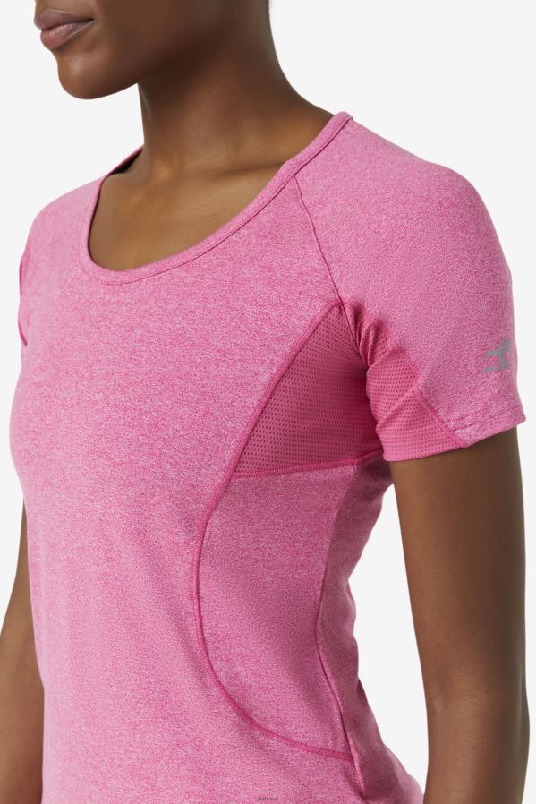 urze brilho rosa FILA blusa manga curta fila pink glow heather pickleball HXJFD2026