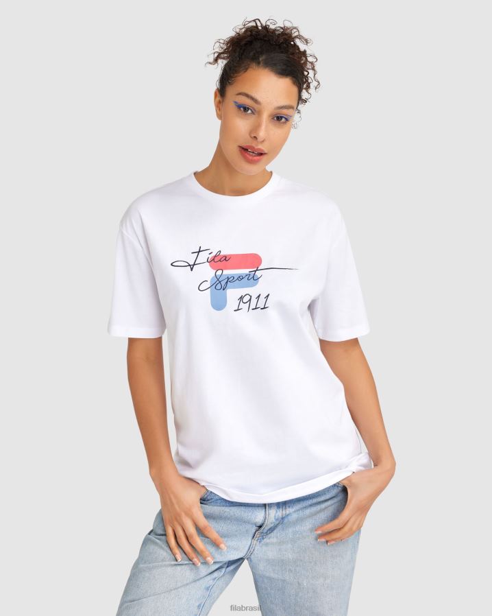 branco FILA camiseta cinzia feminina branca fila HXJFD2837
