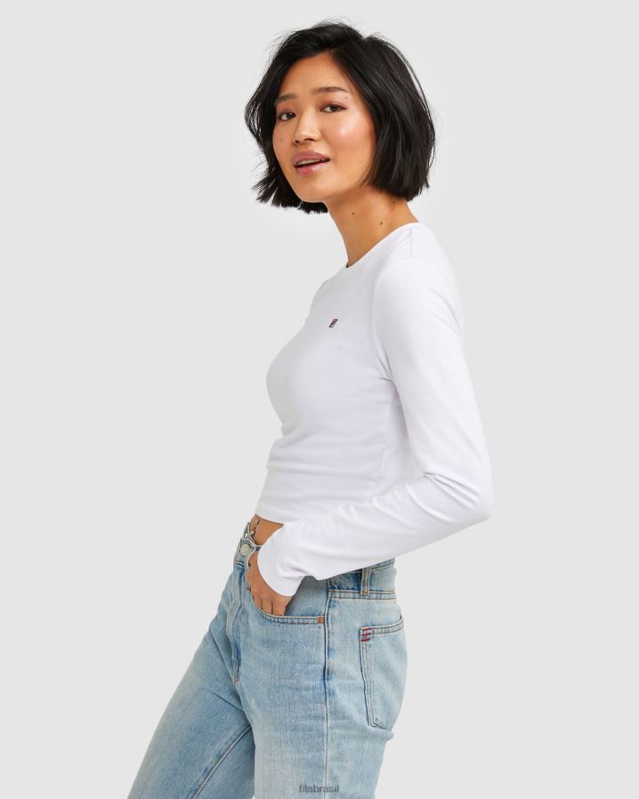 branco FILA camiseta feminina com logo fila branca HXJFD2885