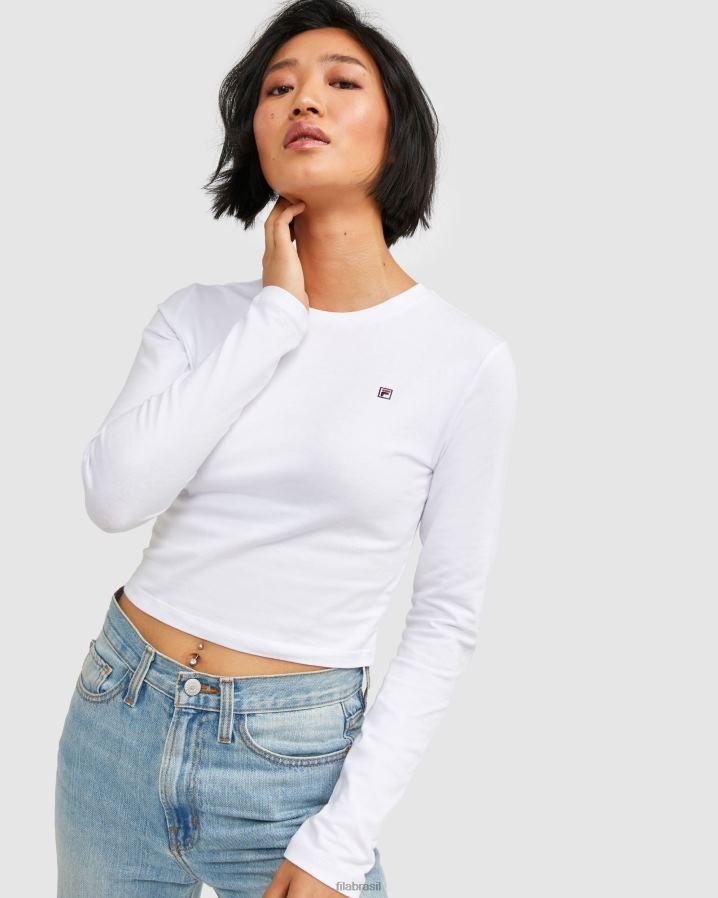 branco FILA camiseta feminina com logo fila branca HXJFD2885