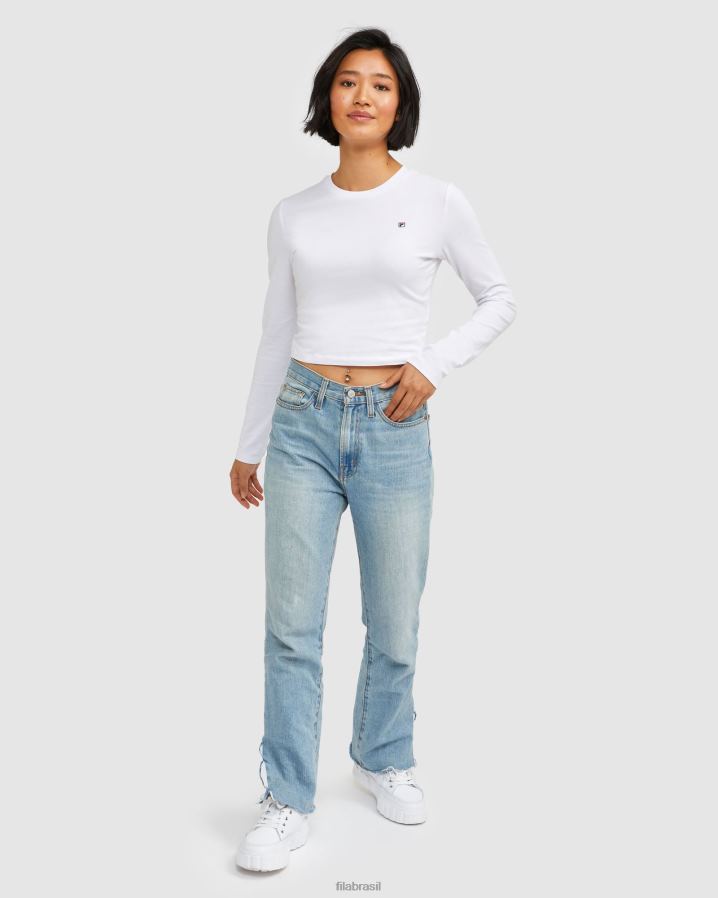 branco FILA camiseta feminina com logo fila branca HXJFD2885