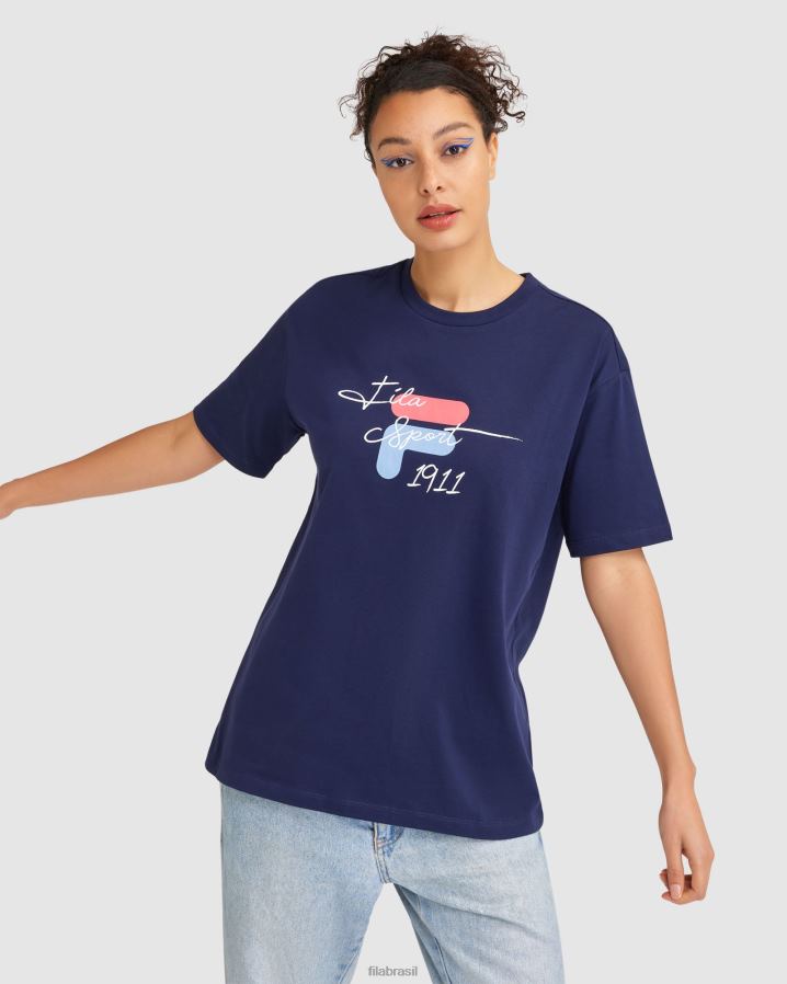 nova marinha FILA camiseta fila cinzia feminina HXJFD2836
