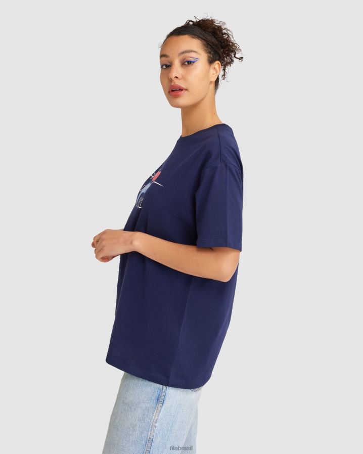 nova marinha FILA camiseta fila cinzia feminina HXJFD2836