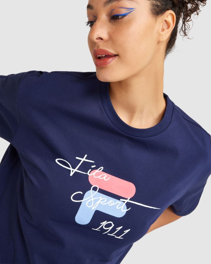 nova marinha FILA camiseta fila cinzia feminina HXJFD2836