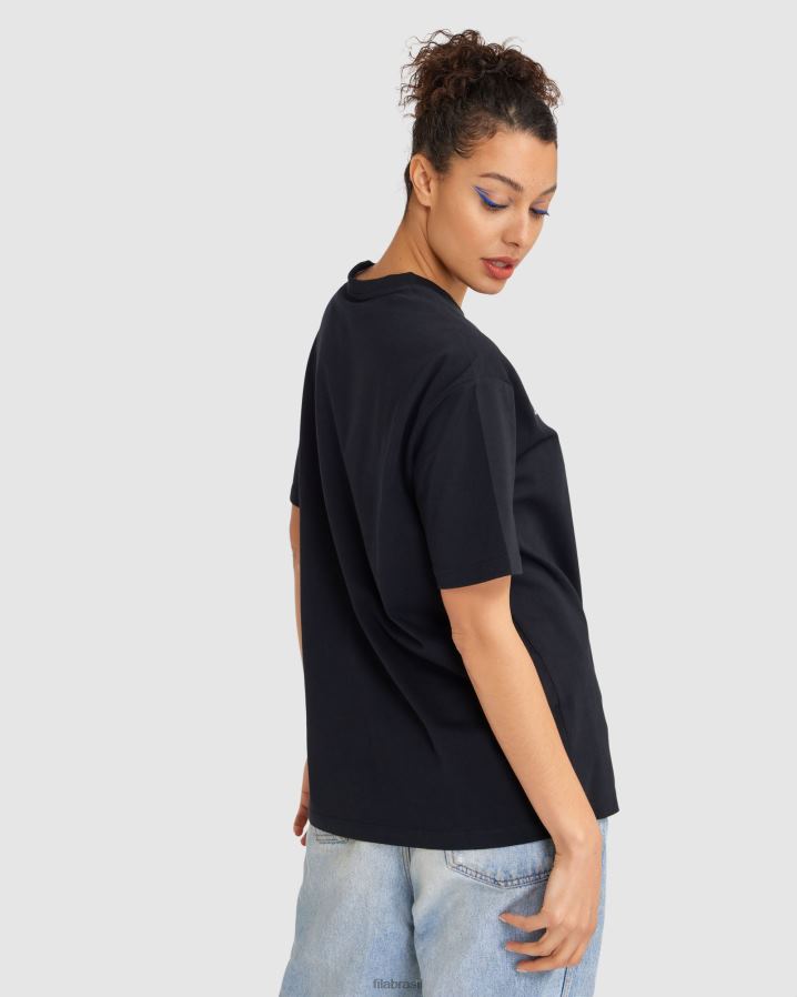 preto FILA camiseta fila cinzia feminina preta HXJFD2839