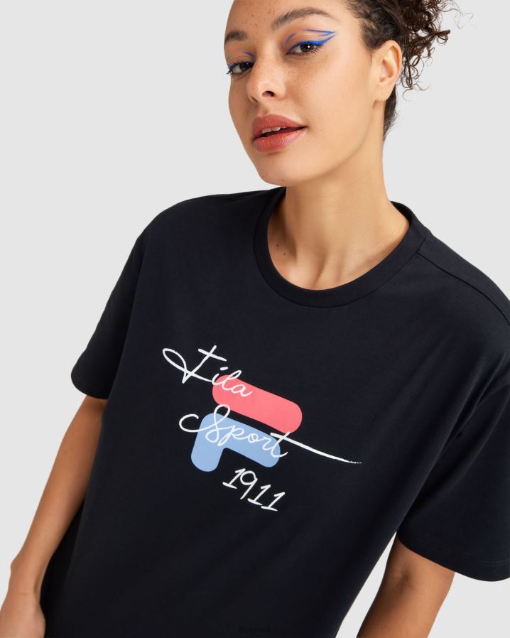 preto FILA camiseta fila cinzia feminina preta HXJFD2839