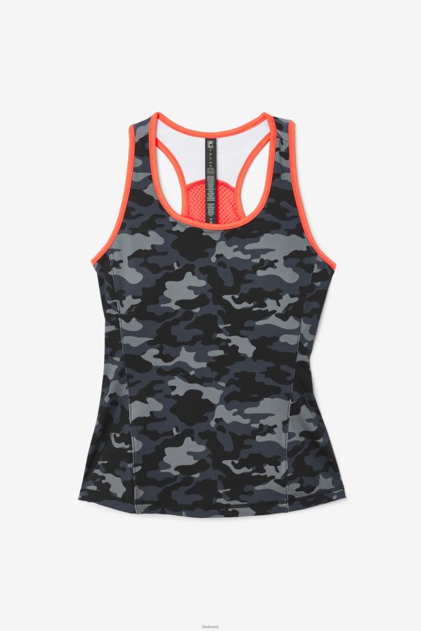 camuflagem escura/coral quente/preto FILA regata fila dark camo/hot coral/preto uplift colorblock racerback HXJFD1870