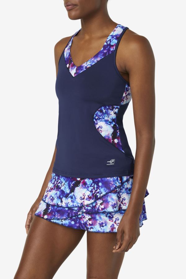 estampa marinho/marinho FILA pickleball halter tank fila navy print/navy HXJFD2036