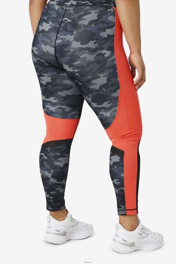 camuflagem escura/coral quente/preto FILA legging forza color block fila dark camo/hot coral/preto HXJFD2000