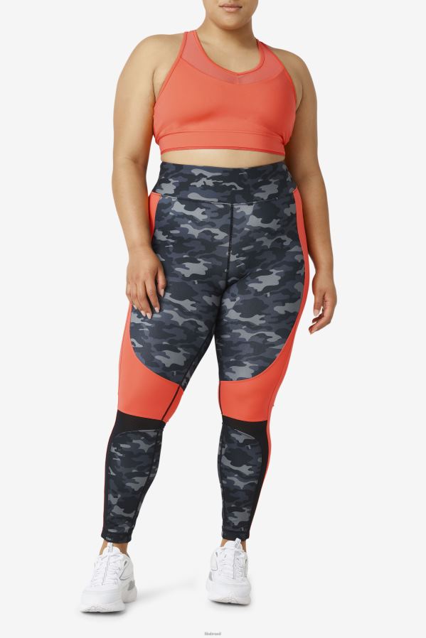 camuflagem escura/coral quente/preto FILA legging forza color block fila dark camo/hot coral/preto HXJFD2000