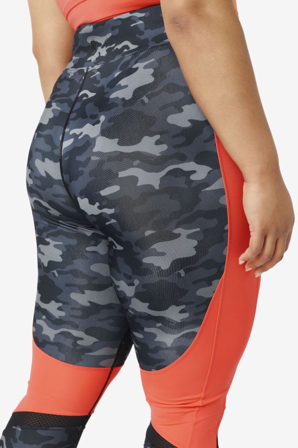 camuflagem escura/coral quente/preto FILA legging forza color block fila dark camo/hot coral/preto HXJFD2000