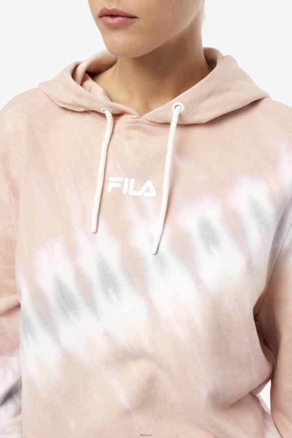 gardênia/bloco branco/belga FILA fila aerolynn tie dye moletom com capuz gardênia/branco/bloco belga HXJFD1531