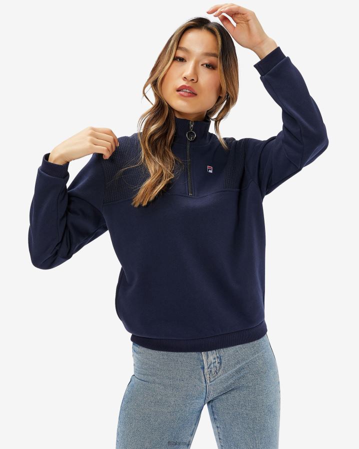 marinha FILA emblema fila feminino qtr zip azul marinho HXJFD2965