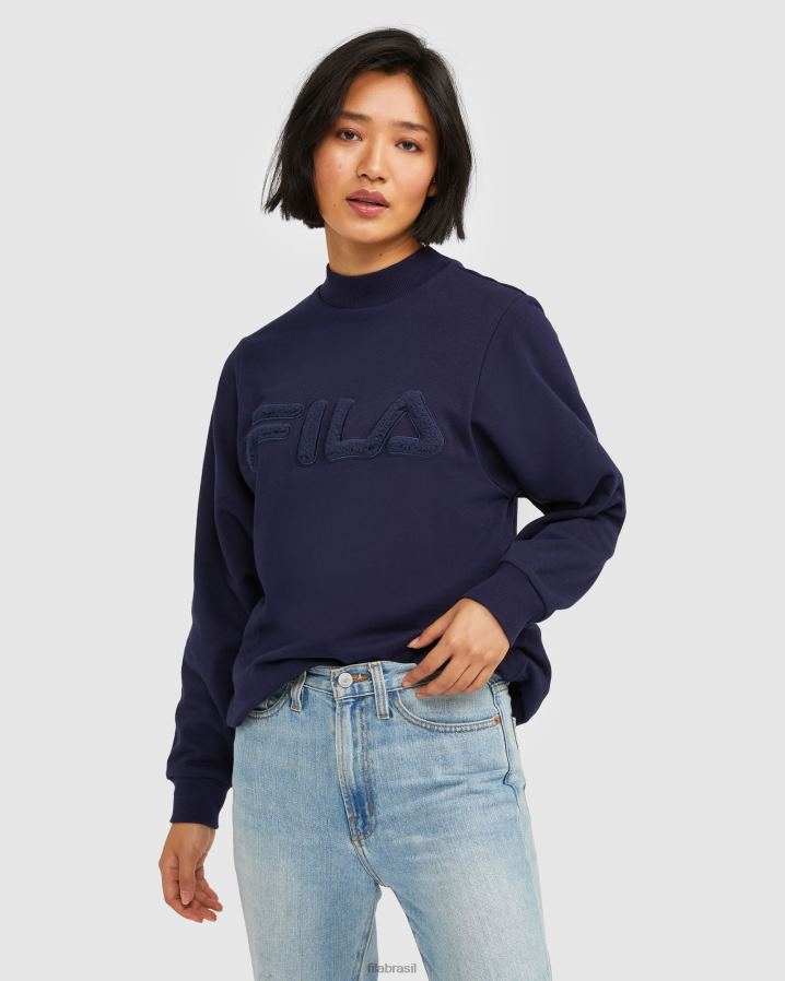 nova marinha FILA fila new navy feminino dana 2.0 hi-lo sweat HXJFD2968