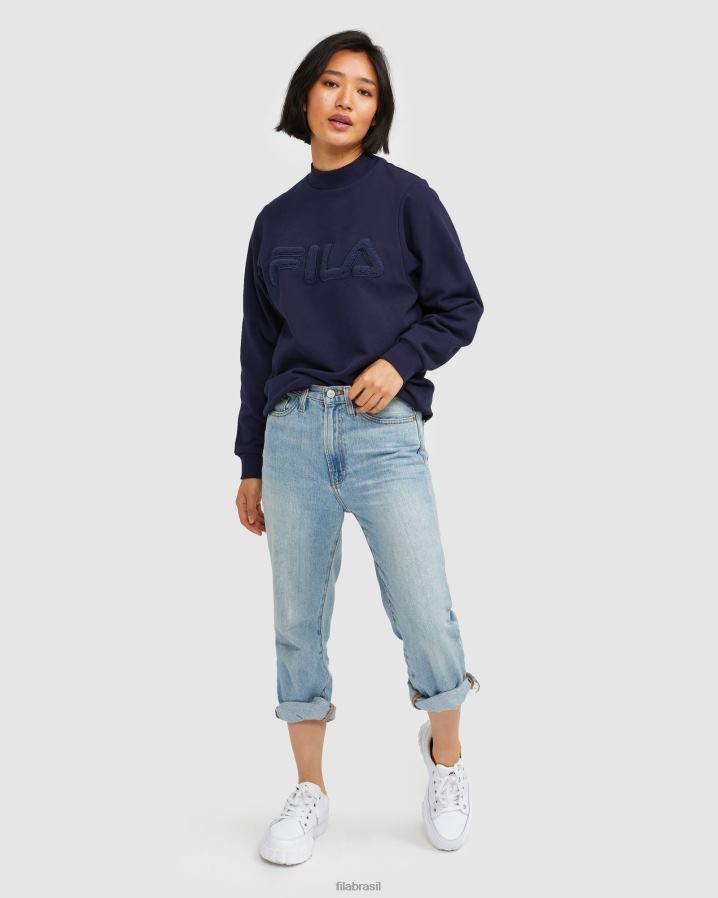 nova marinha FILA fila new navy feminino dana 2.0 hi-lo sweat HXJFD2968