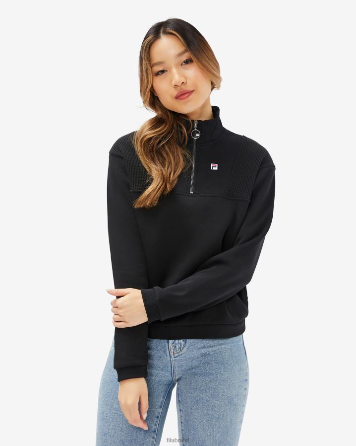 preto FILA emblema feminino qtr zip fila preto HXJFD2972