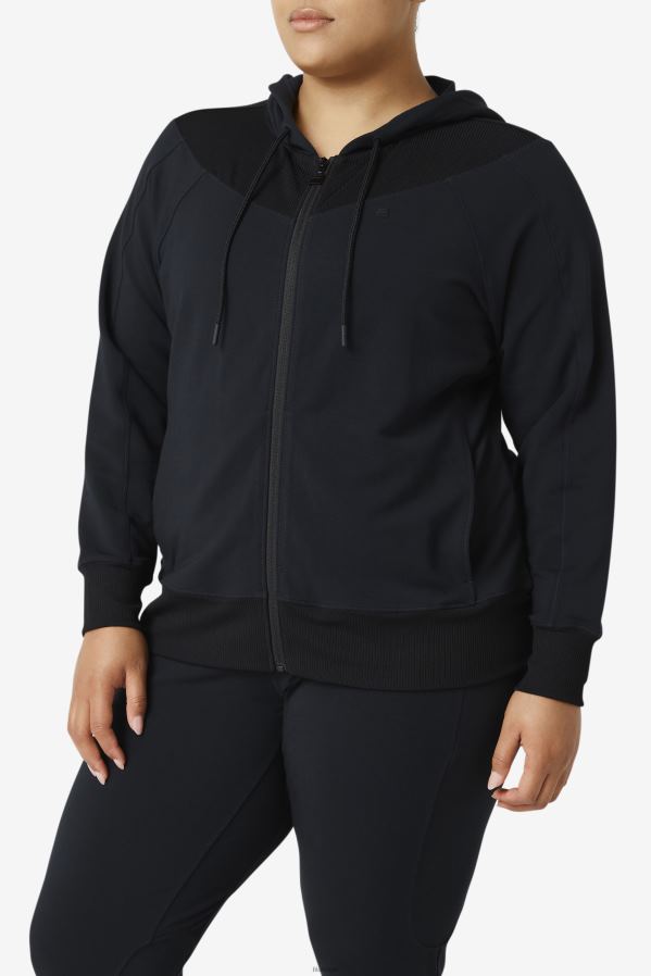preto FILA moletom com capuz fi-lux slim full zip fila preto HXJFD1886