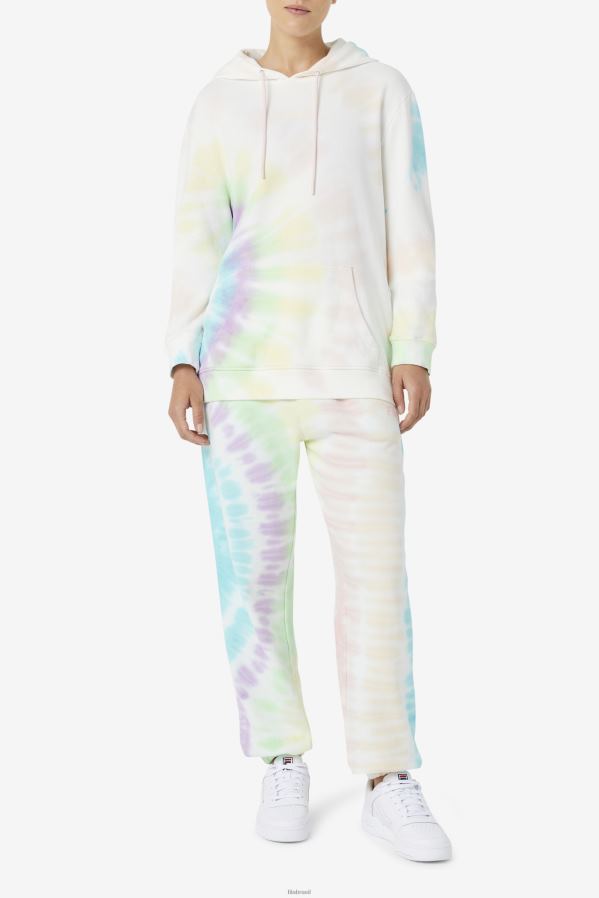 tie-dye creme duplo FILA fila double cream tie dye aerolynn tie dye moletom com capuz HXJFD1528
