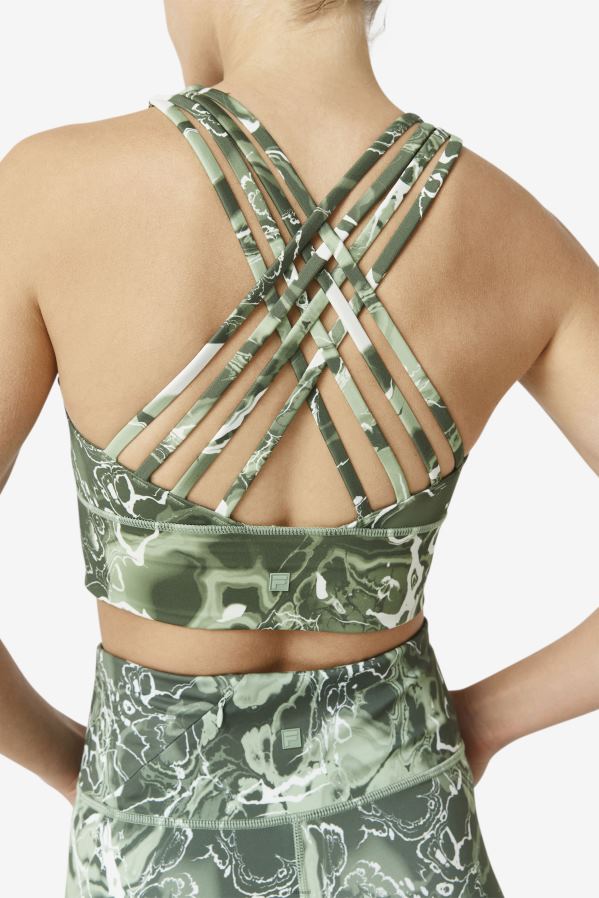 mármore de manjericão FILA sutiã esportivo uplift com gola alta fila basil mármore HXJFD1808